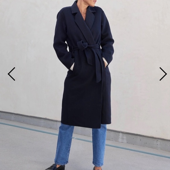 AYR The Closer Wool Coat- Navy - Size Small - Picture 5 of 7